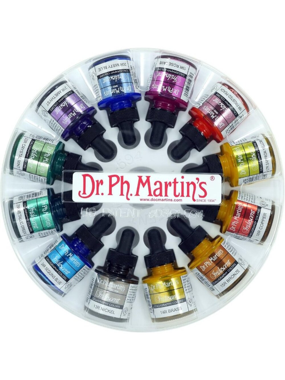 Iridescent Calligraphy Ink Set - 12 Vibrant Colors, 1.0 oz Bottles for Art